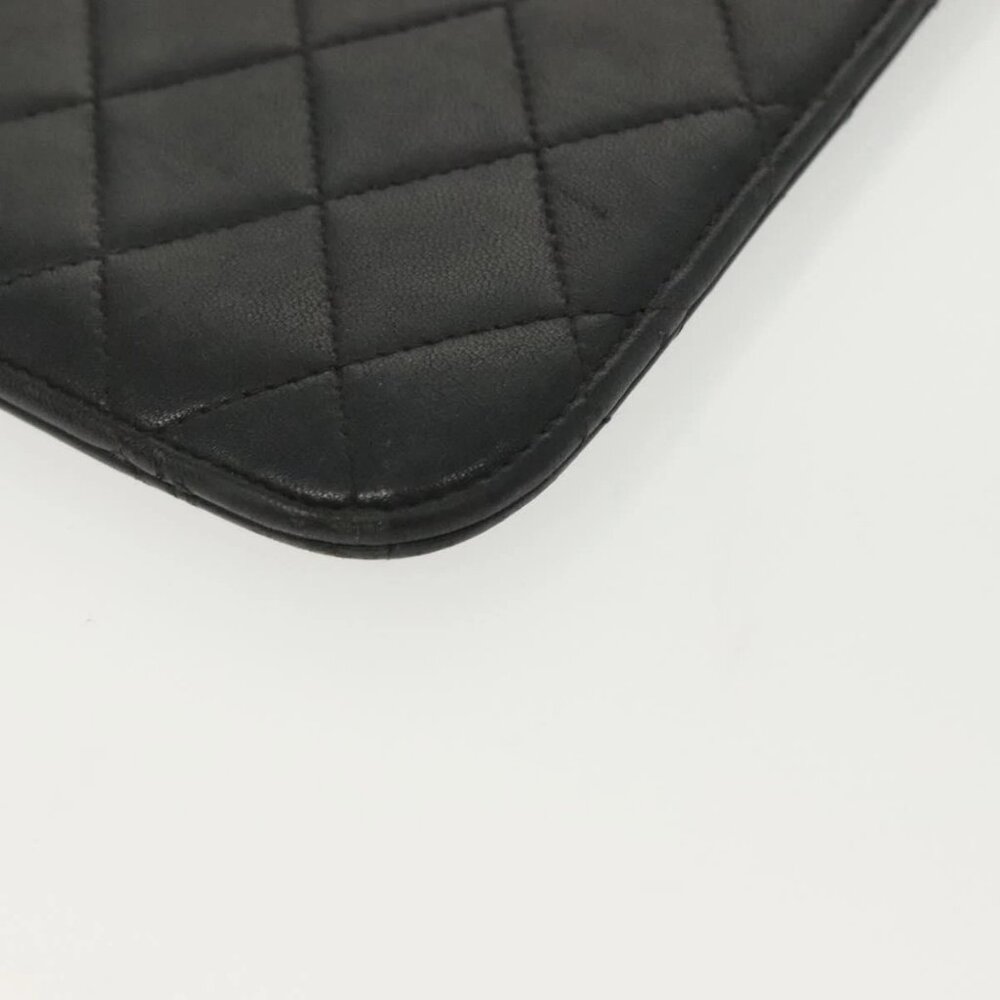 CHANEL Matelasse iPad Case Lamb Skin Black Silver CC Auth 141696 - Picture 3 of 16